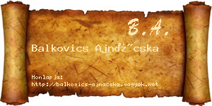 Balkovics Ajnácska névjegykártya